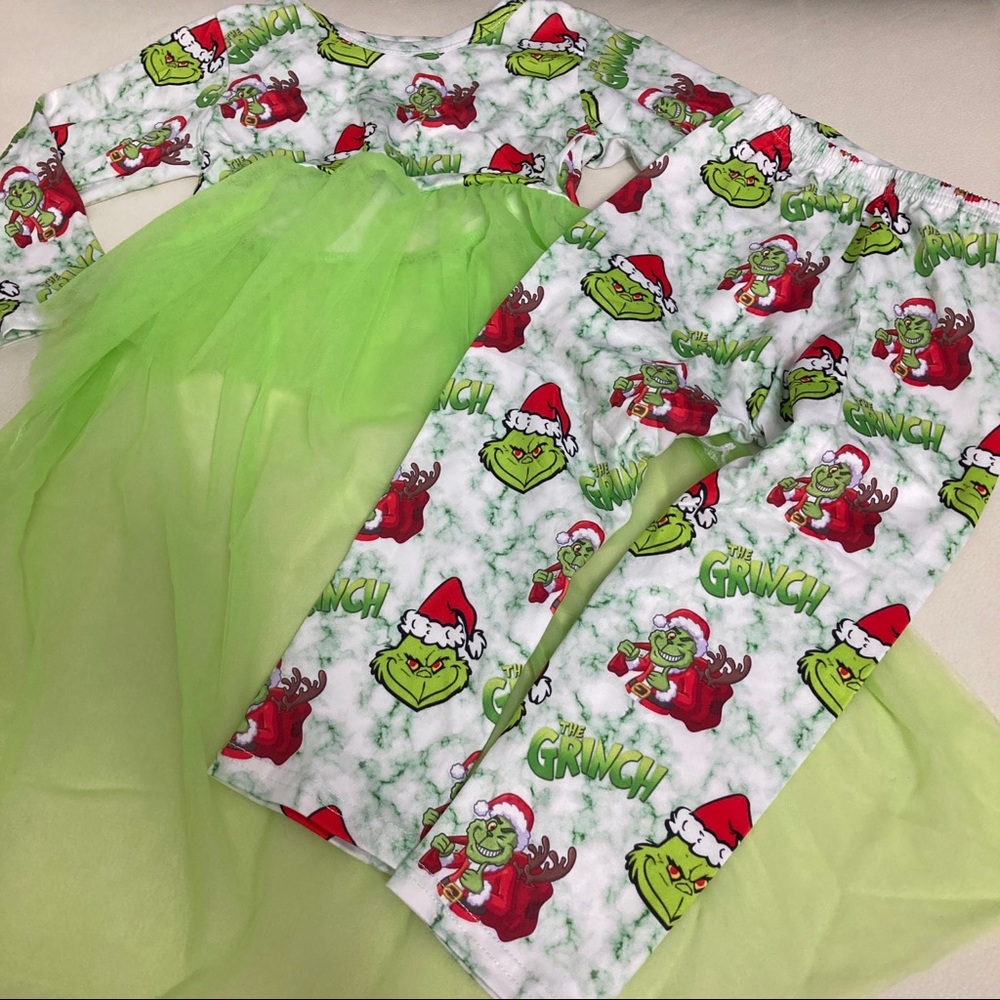 Christmas 🎄 Grinch tutu cute leggings set outfit - Picture 8 of 11